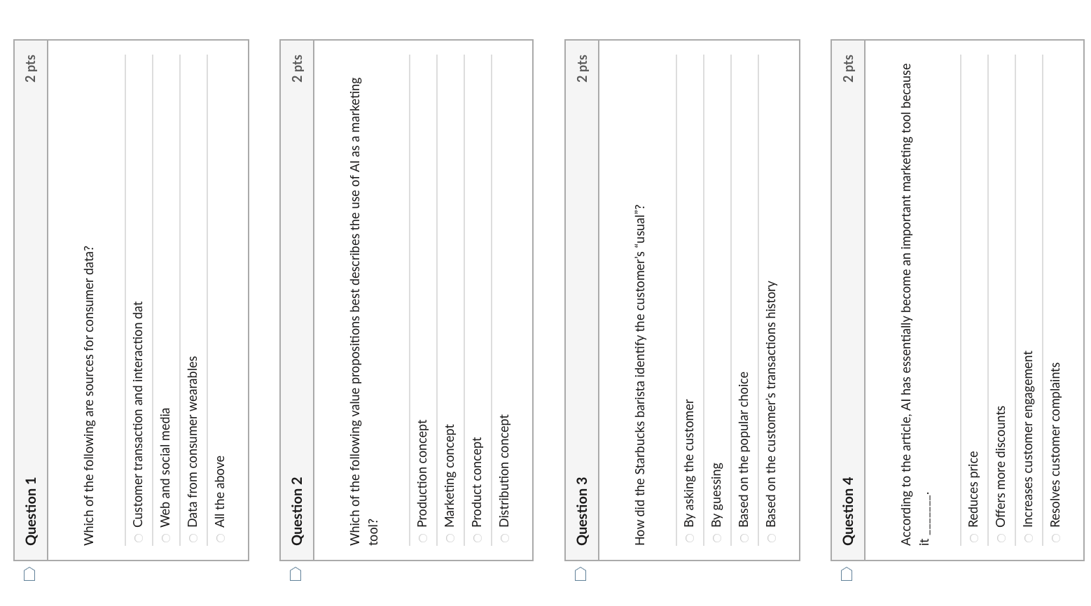 Question 1 2 pts Which of the following are
