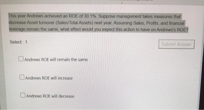 This year Andrews achieved an ROE of 30.1%.