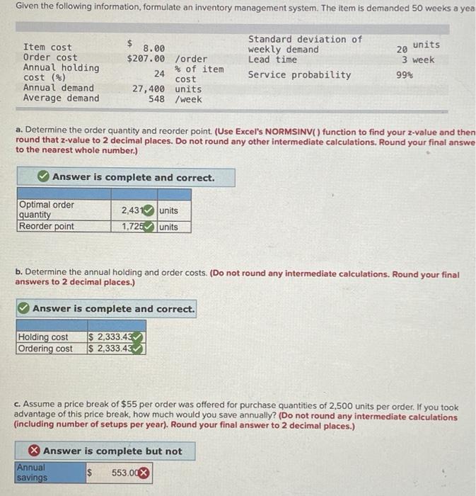 Given the following information, formulate an