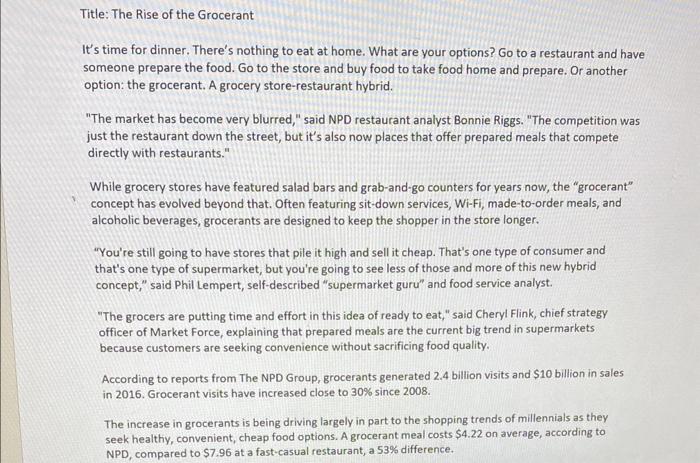 It's time for dinner. There's nothing to eat at