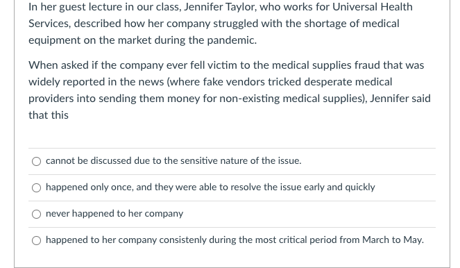 In her guest lecture in our class, Jennifer