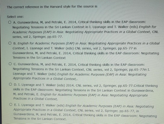 The correct reference in the Harvard style for