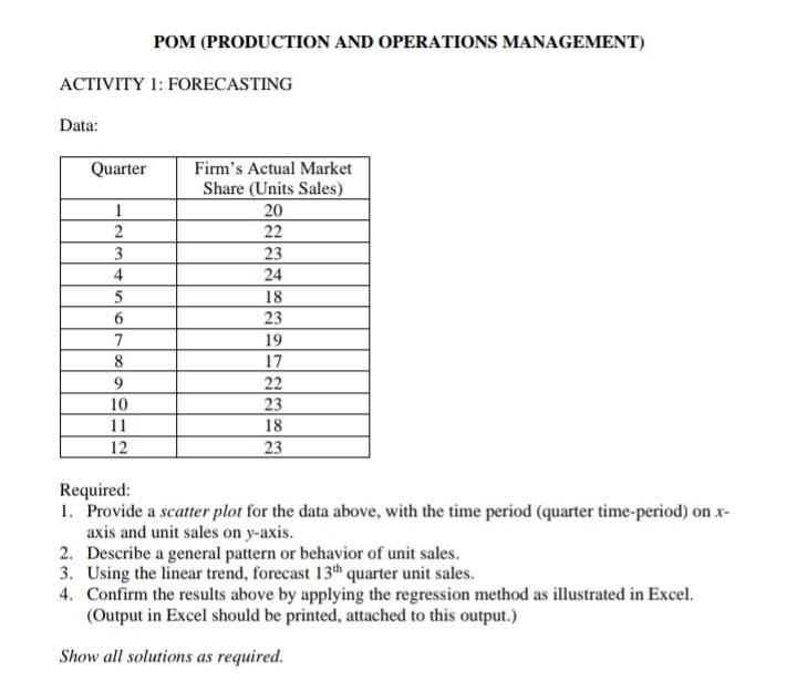 Help me with this please. It's about forecasting.