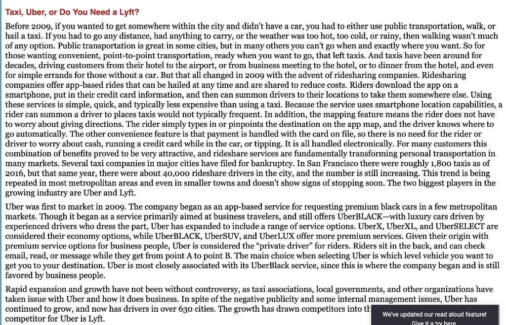 Taxi, Uber, or Do You Need a Lyft? Before 2009,