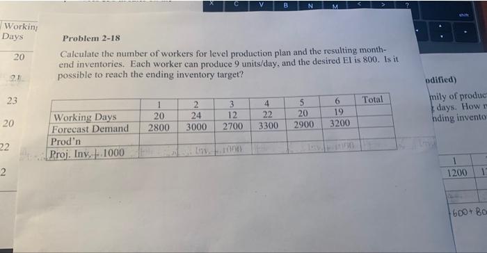 Problem 2-18 Calculate the number of workers for
