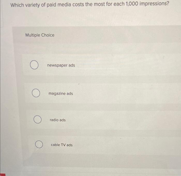 Which variety of paid media costs the most for