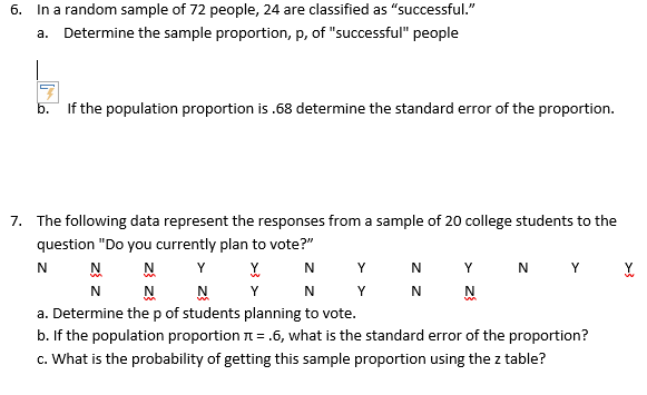 6. In a random sample of 72 people, 24 are