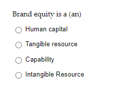Brand equity is a (an) Human capital Tangible