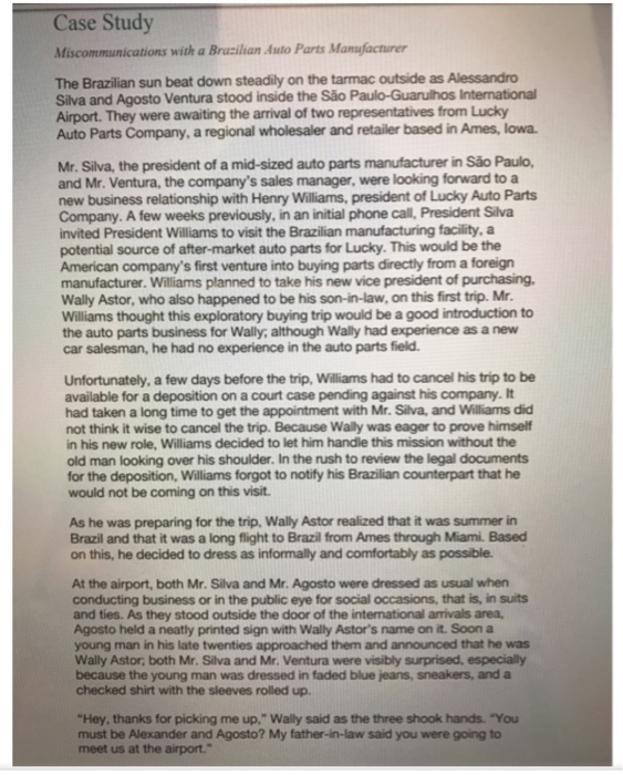 Case Study Miscommunications with a Brazilian