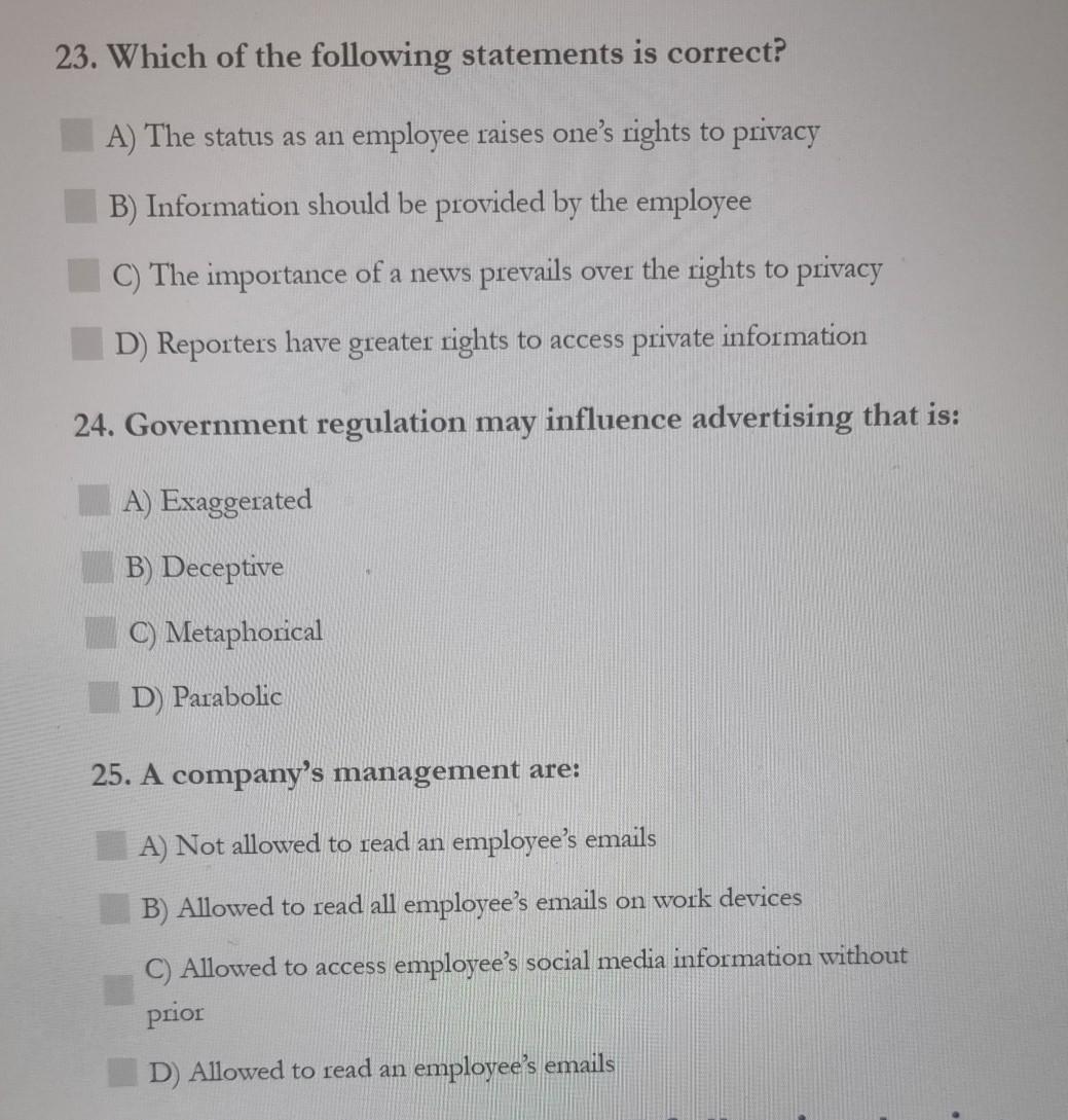 23. Which of the following statements is correct?