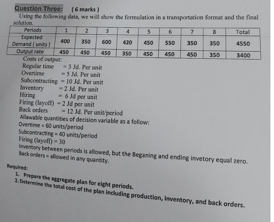 If not sure, Surely downvote Question Three: (6