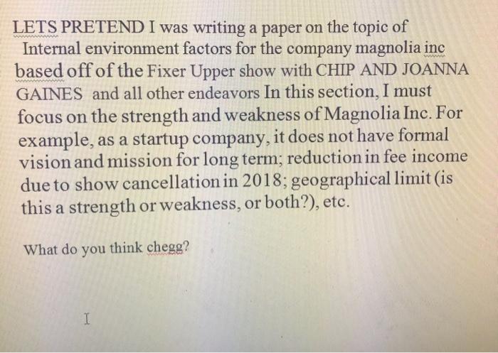 LETS PRETEND I was writing a paper on the topic