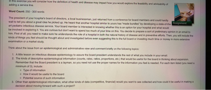 In this exercise you will consider how the