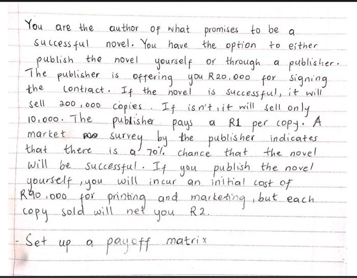 You are the author of what promises to be a