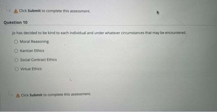 Click Submit to complete this assessment.