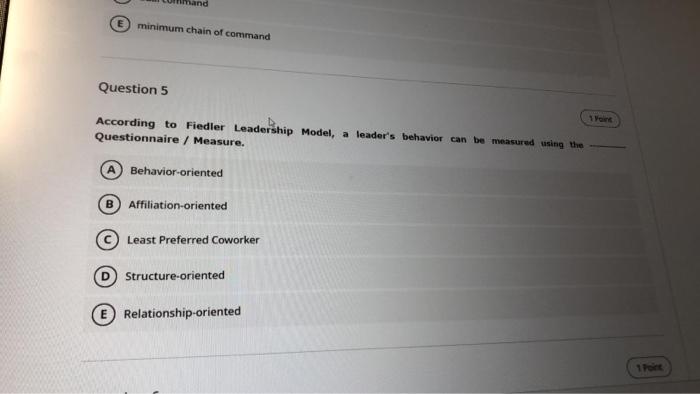 minimum chain of command Question 5 According to
