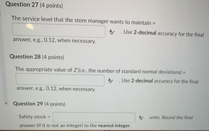 (Chapter 12] Safety Stock The daily demand for a