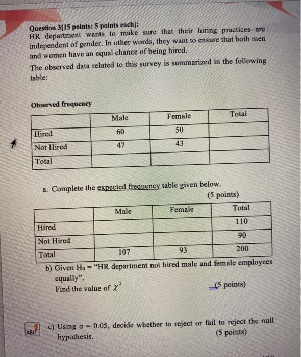 Question 3[15 points: 5 points each]: HR