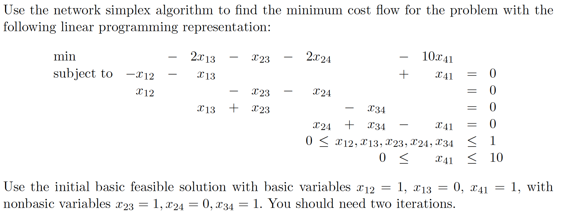 Use the network simplex algorithm to find the