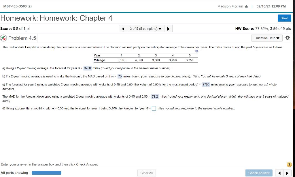 MGT-455-0500 (2) Madison Mcclain . | 02/16/21