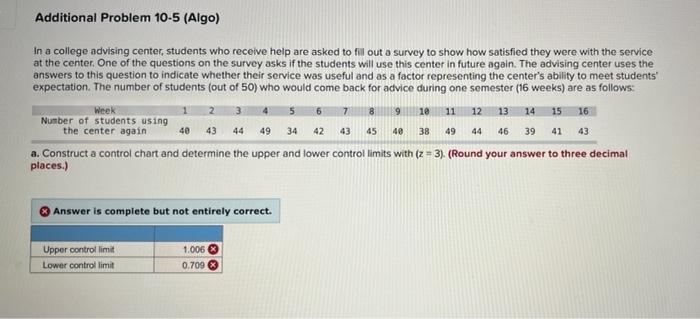 Additional Problem 10-5 (Algo) In a college