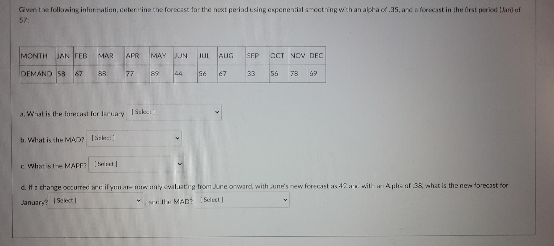 Given the following information, determine the