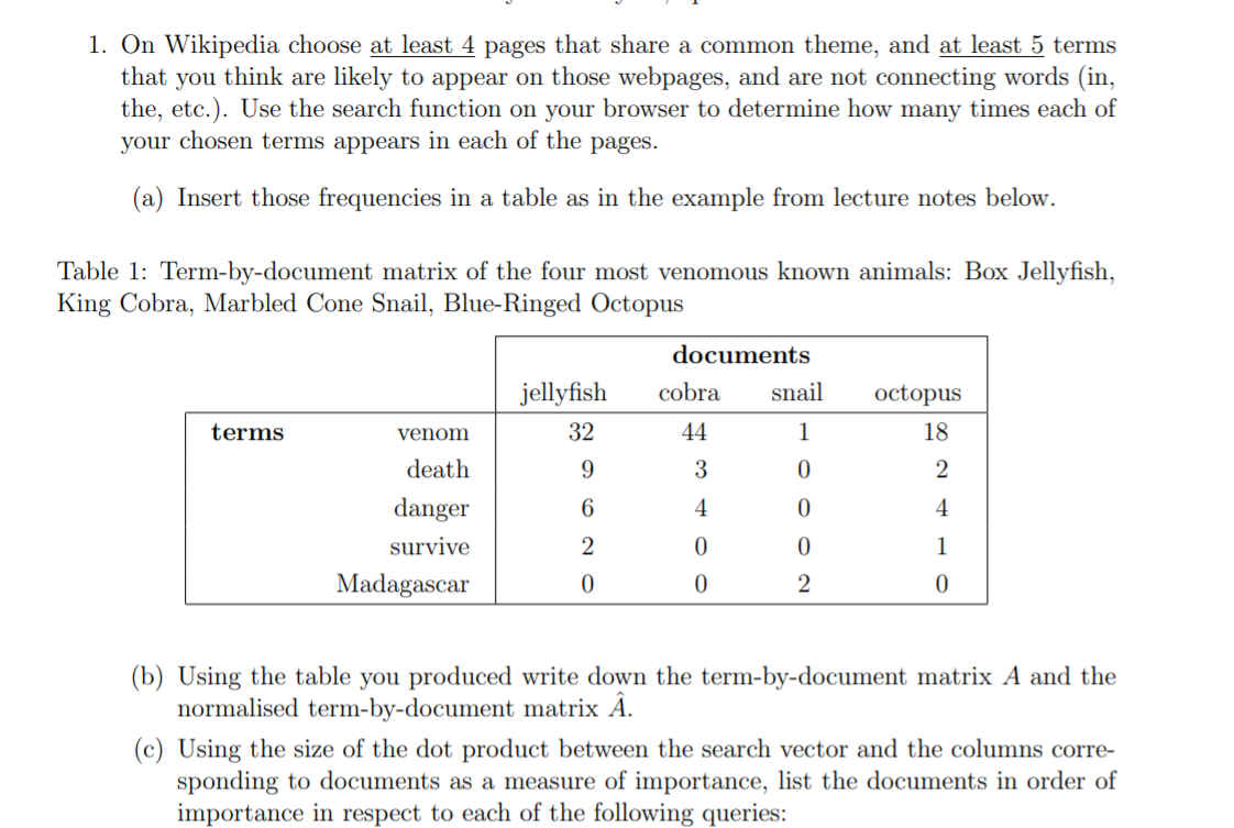 1. On Wikipedia choose at least 4 pages that
