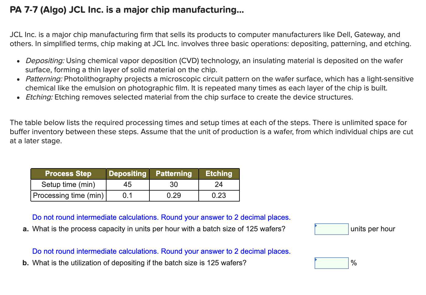 PA 7-7 (Algo) JCL Inc. is a major chip