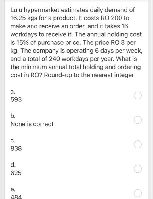 Lulu hypermarket estimates daily demand of 16.25
