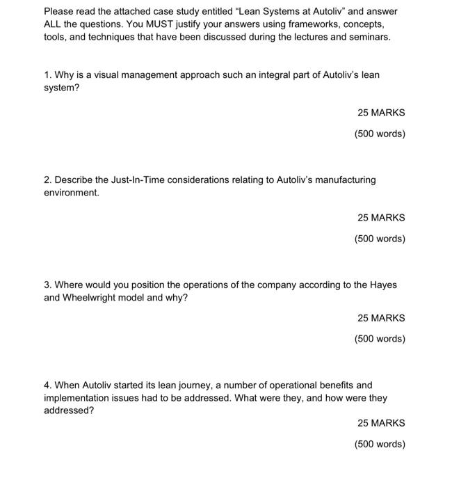Lean Systems at Autoliv Adapted from Krajewski,