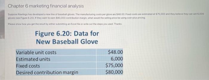 Chapter 6 marketing financial analysis Suppose