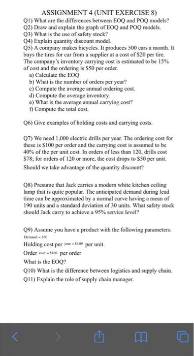 ASSIGNMENT 4 (UNIT EXERCISE 8) Q1) What are the