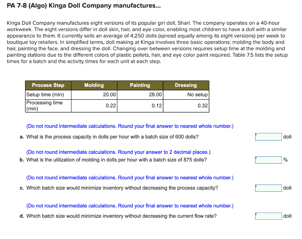 PA 7-8 (Algo) Kinga Doll Company manufactures...