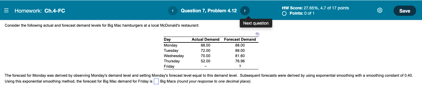 Please show how to solve step by step = Homework: