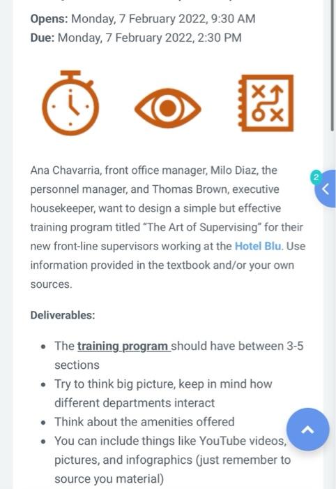 Opens: Monday, 7 February 2022, 9:30 AM Due: