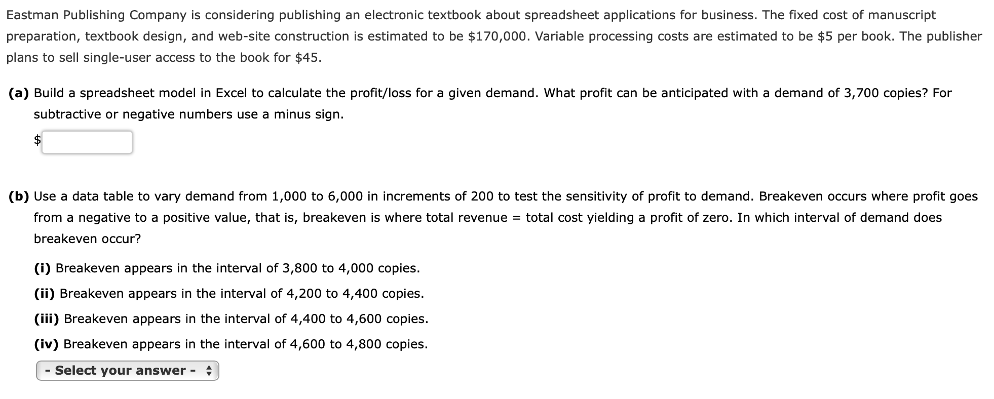 Eastman Publishing Company is considering