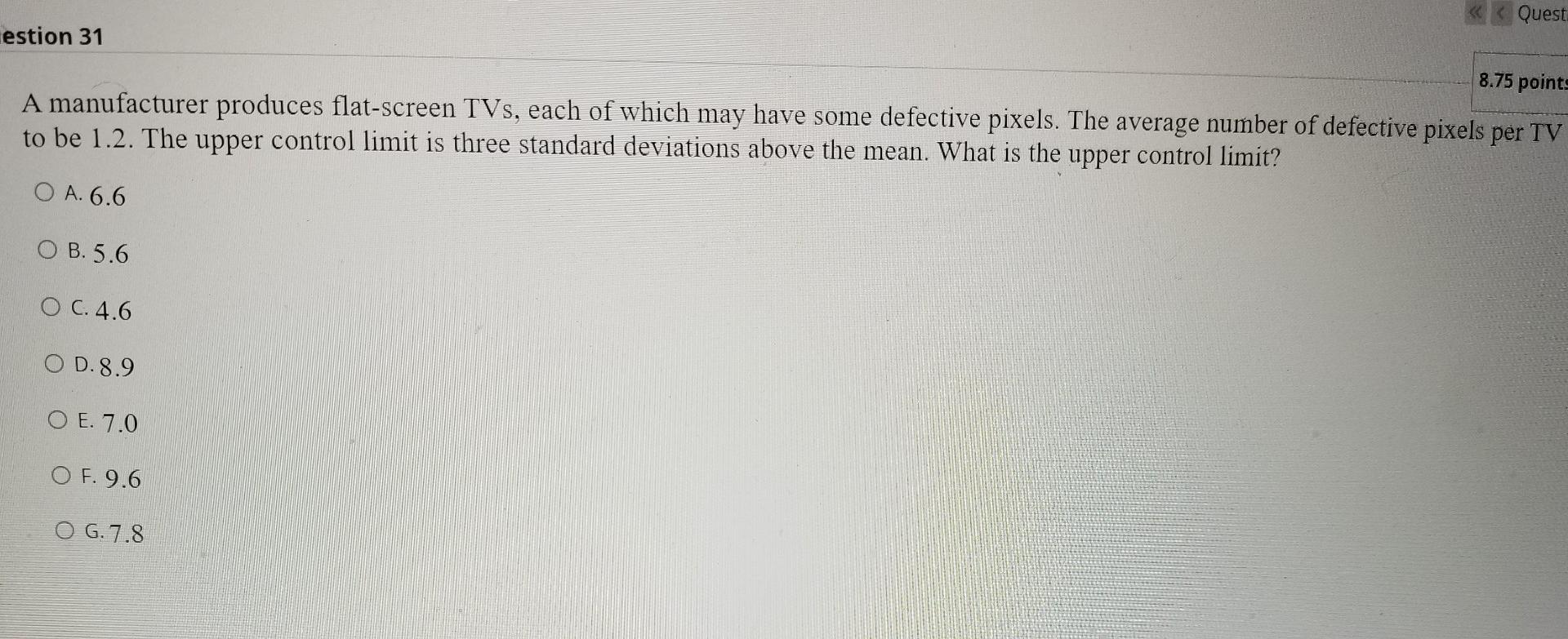 Quest estion 31 8.75 points A manufacturer