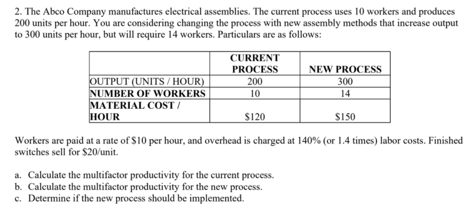 2. The Abco Company manufactures electrical