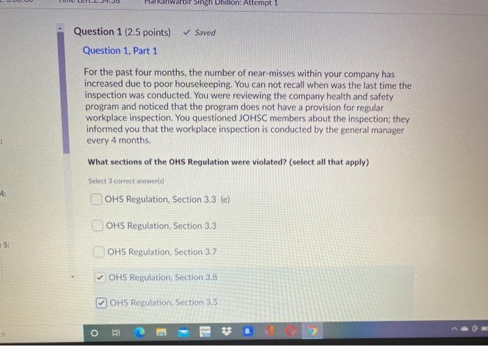 Raliwarbir Singh Dhillon: Attempt 1 Question 1