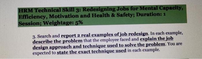 HRM Technical Skill 3: Redesigning Jobs for
