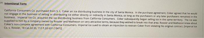 an intentional Torts California Consumers Co.