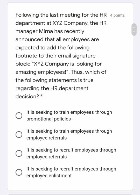 Following the last meeting for the HR 4 points