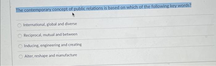 The contemporary concept of public relations is