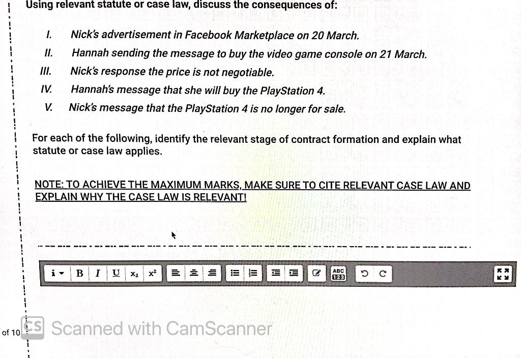 20 March Nick puts up an advertisement to sell