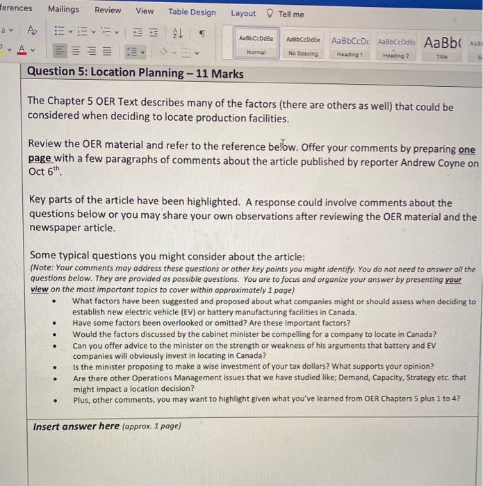 reference ferences Mailings Review View Table