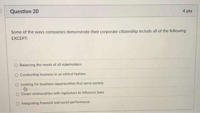 Question 14 4 pt Some ways that corporate power