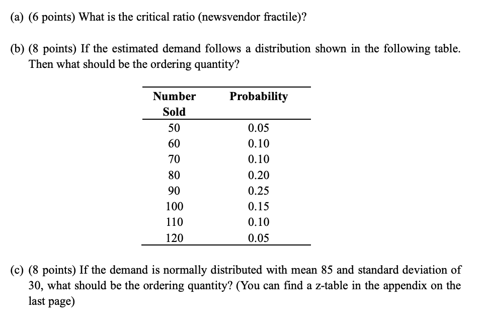 3. (22 points) Hong Kong's Coach must order for