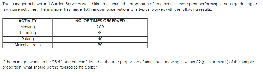 The manager of Lawn and Garden Services would