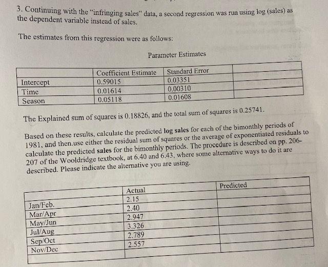 3. Continuing with the "infringing sales" data, a