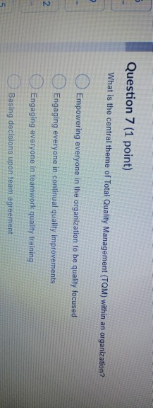 ques 7 Question 7 (1 point) What is the central